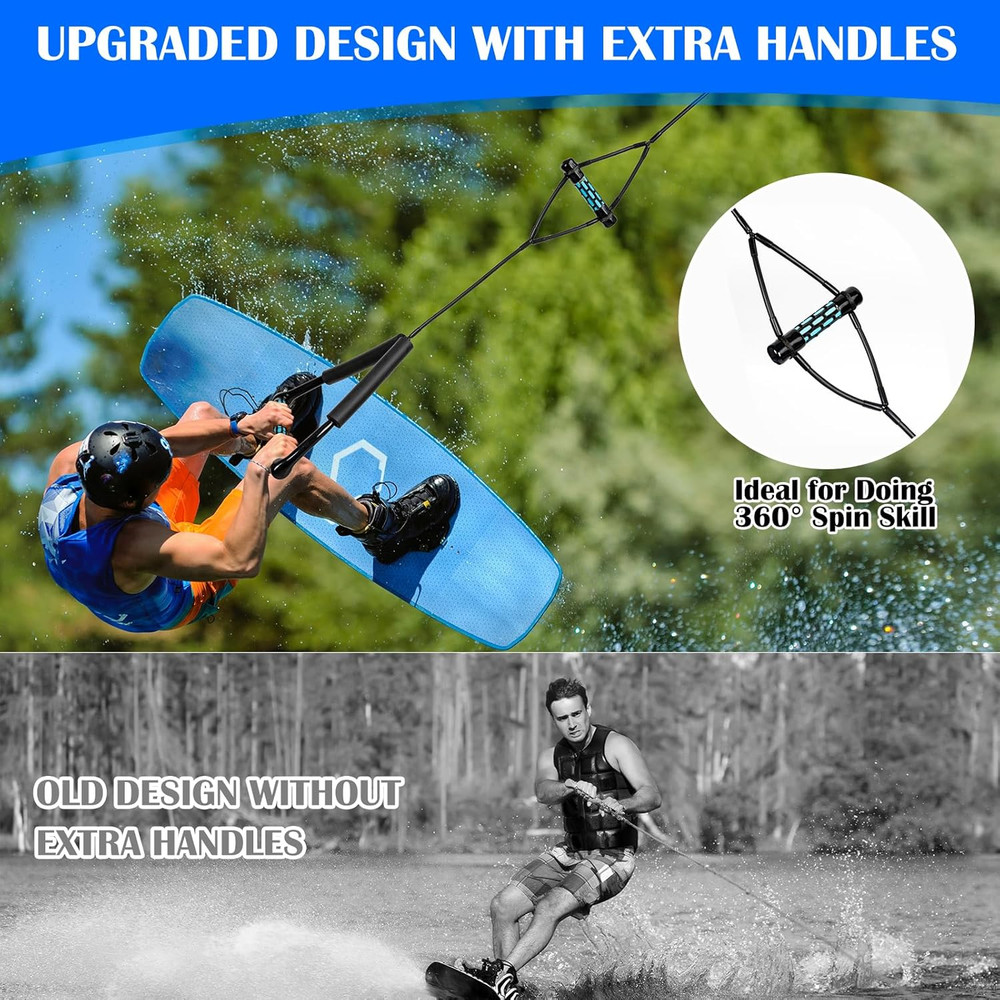 Dyneema 75FT Wakeboard Rope & Handle, No Stretch, Floating T-Handle Ropes