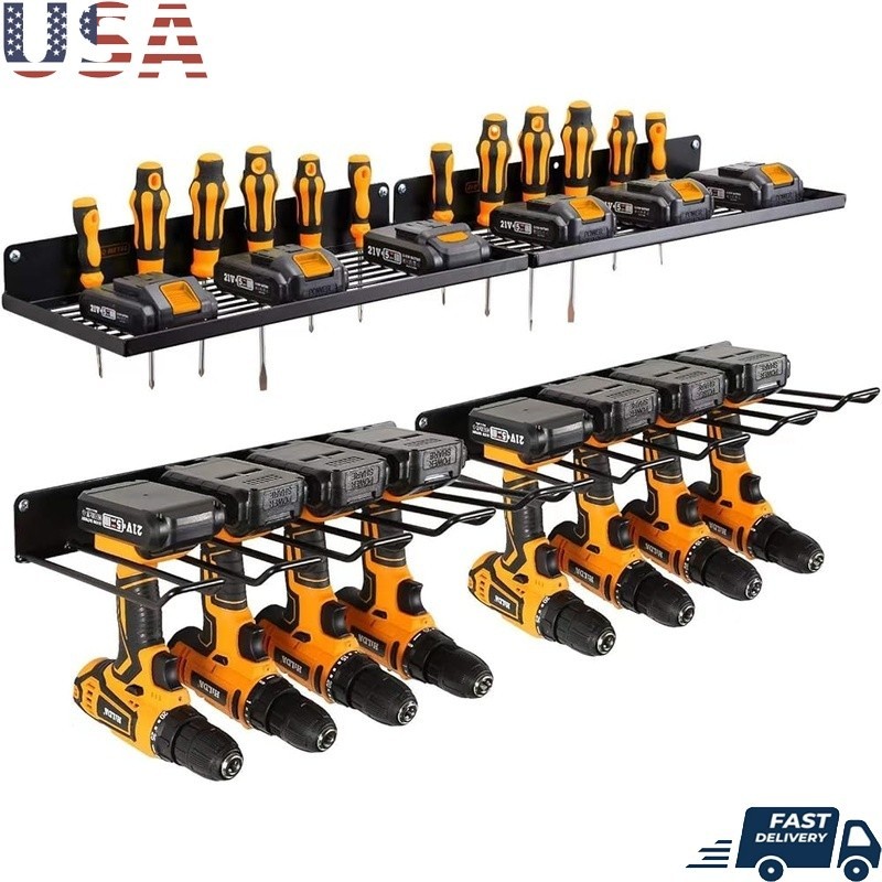 Wall Mounted Power Tool Organizer Metal Storage Shelf Multi-Tier Tool Rack New