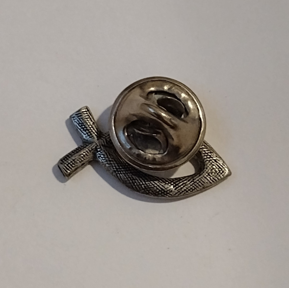 Gray Fish Ichthus Religious Lapel Tack Pin