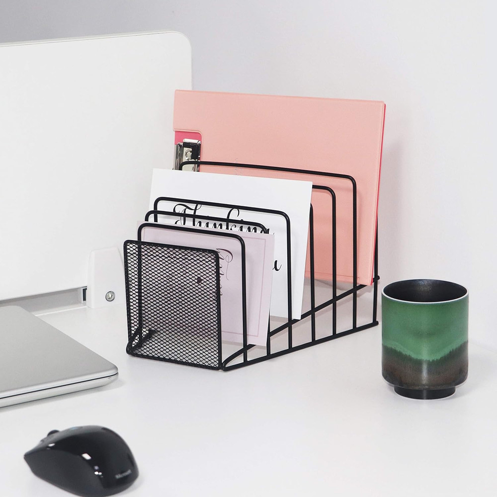 2 Pack Multi Step File Organizer Incline Desktop File Sorter Metal Wire Mesh Ste