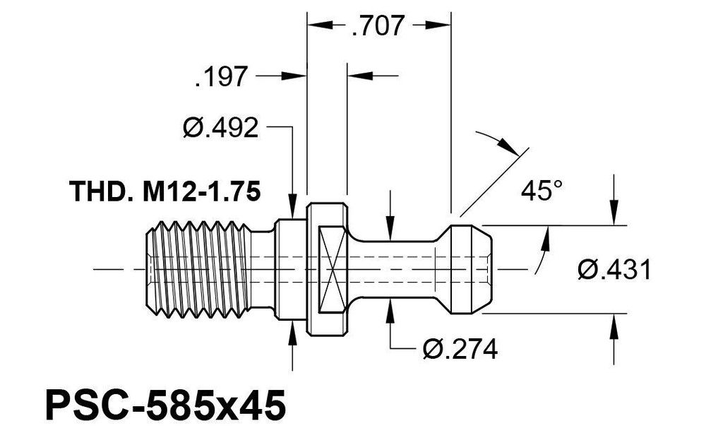 PSC-585X45 TJ Davies Retention Knob / Pull Stud