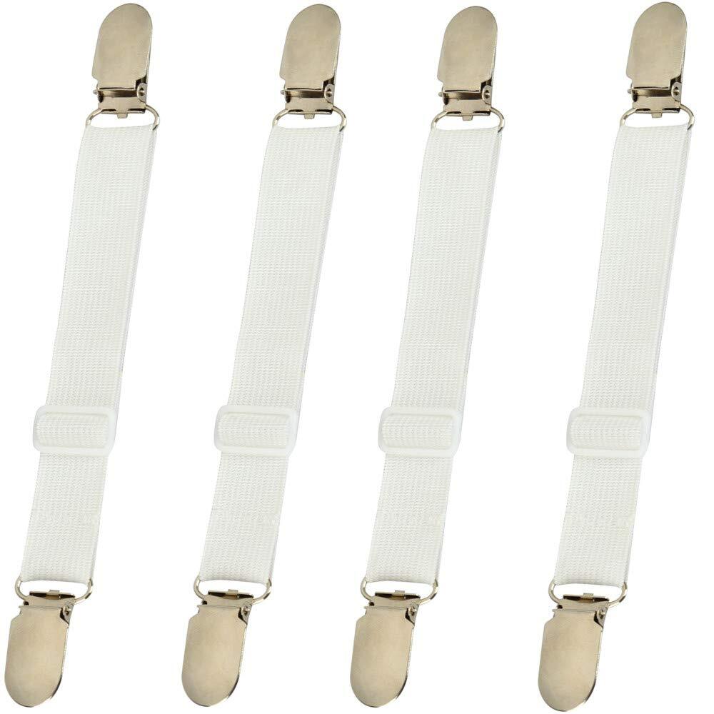 4 Pack Adjustable Elastic Bed Sheet Clips Straps Mattress Sheet Holder Clips