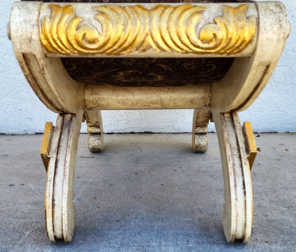 French Empire Gilt Gold Leaf Bench Oversized 48"