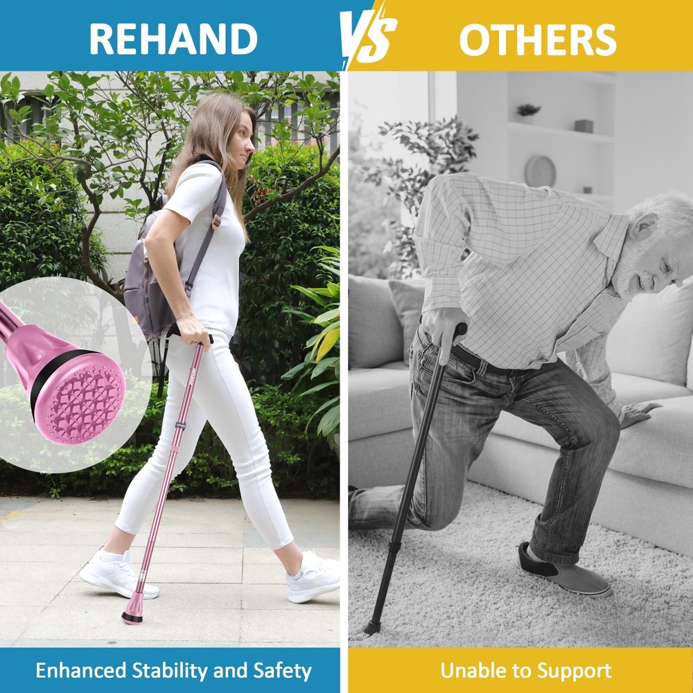 REHAND Foldable Walking Canes,Adjustable Height | Lightweight & Durable | Heavy
