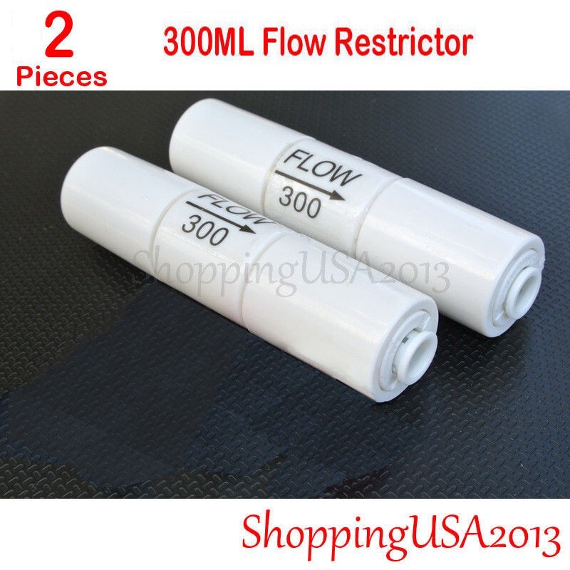 2 Pcs 300cc Flow Restrictor Push In Quick Connect Unter Sink RO Water Filter