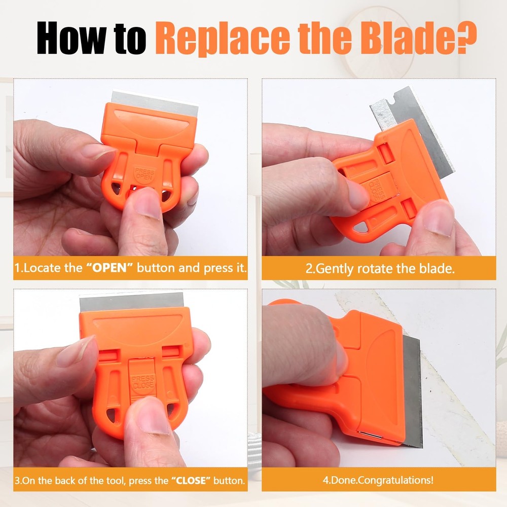 ISDVBUY 2 Sets Razor Blade Scrapers, Plastic Scraper Tool Extra 10 Plastic...