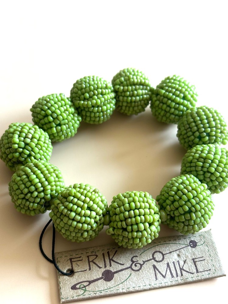 Ball bracelet Lime stretch elastic Antique Lime