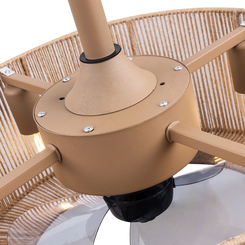 Caged Ceiling Fan Light with Remote Control, 6 Speeds for Home Decor