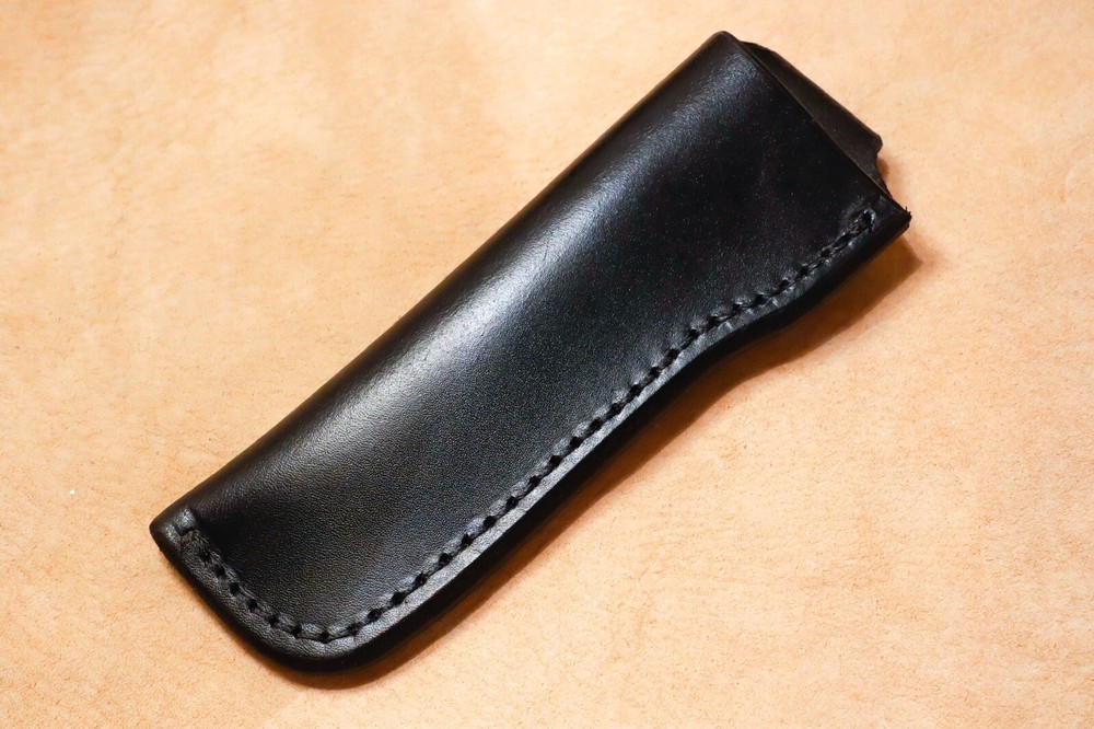 Custom Black Leather Sheath for Ontario Rat 3 (left hand)