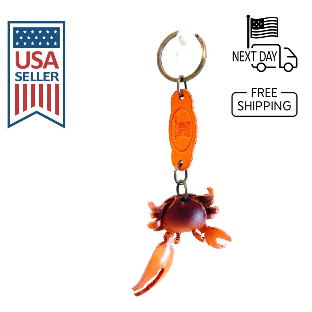 Crab Handmade Leather Keyring #1