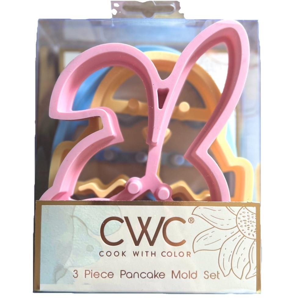 CWC Cook With Color 3pc Pancake Mold Set Easter Bunny Chick Egg