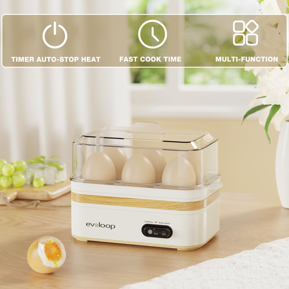 Rapid Egg Cooker Electric 6 Eggs Capacity, Soft, Medium, Hard Boiled, Poacher...