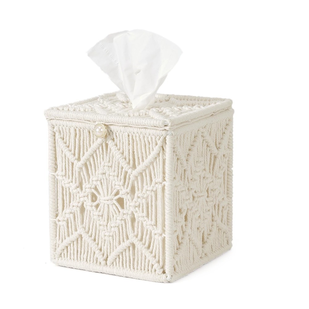 Tissue Box Cover Square Open-Bottom Tissue Box Holder Boho Decor Tissue Organ...
