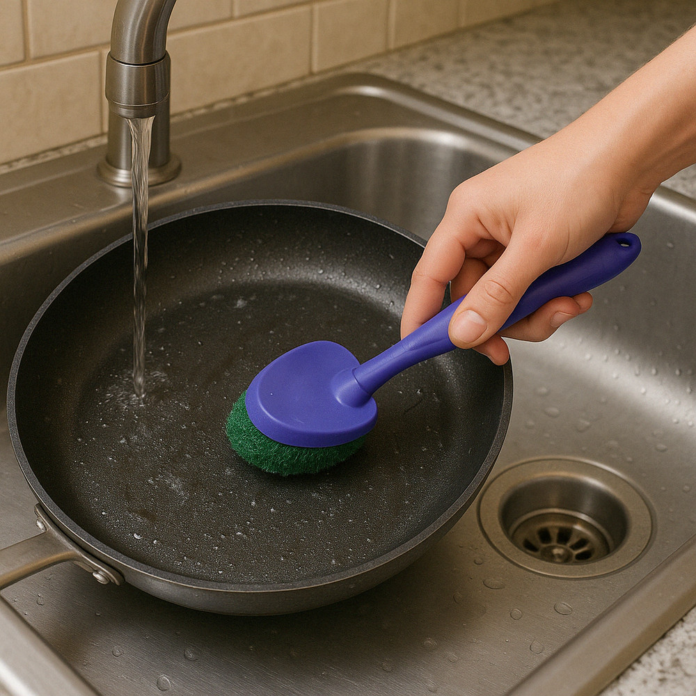2-Pack Scouring Pad with Handle, Non-Scratch Scrubber for Kitchen & Bathroom NEW