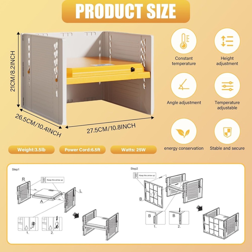 Brooder Box for Chicks, - Chicken Heater, Poultry Brooder with Heaters for