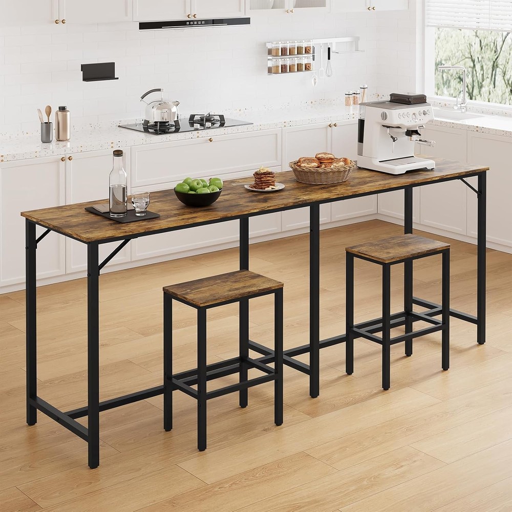 70.9" Bar Table & Chairs Set Dining Table & Chair Sets 3 Piece Counter Table