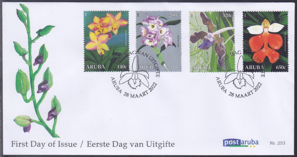 Aruba Issue FDC 2022 (253) Flowers - Orchids