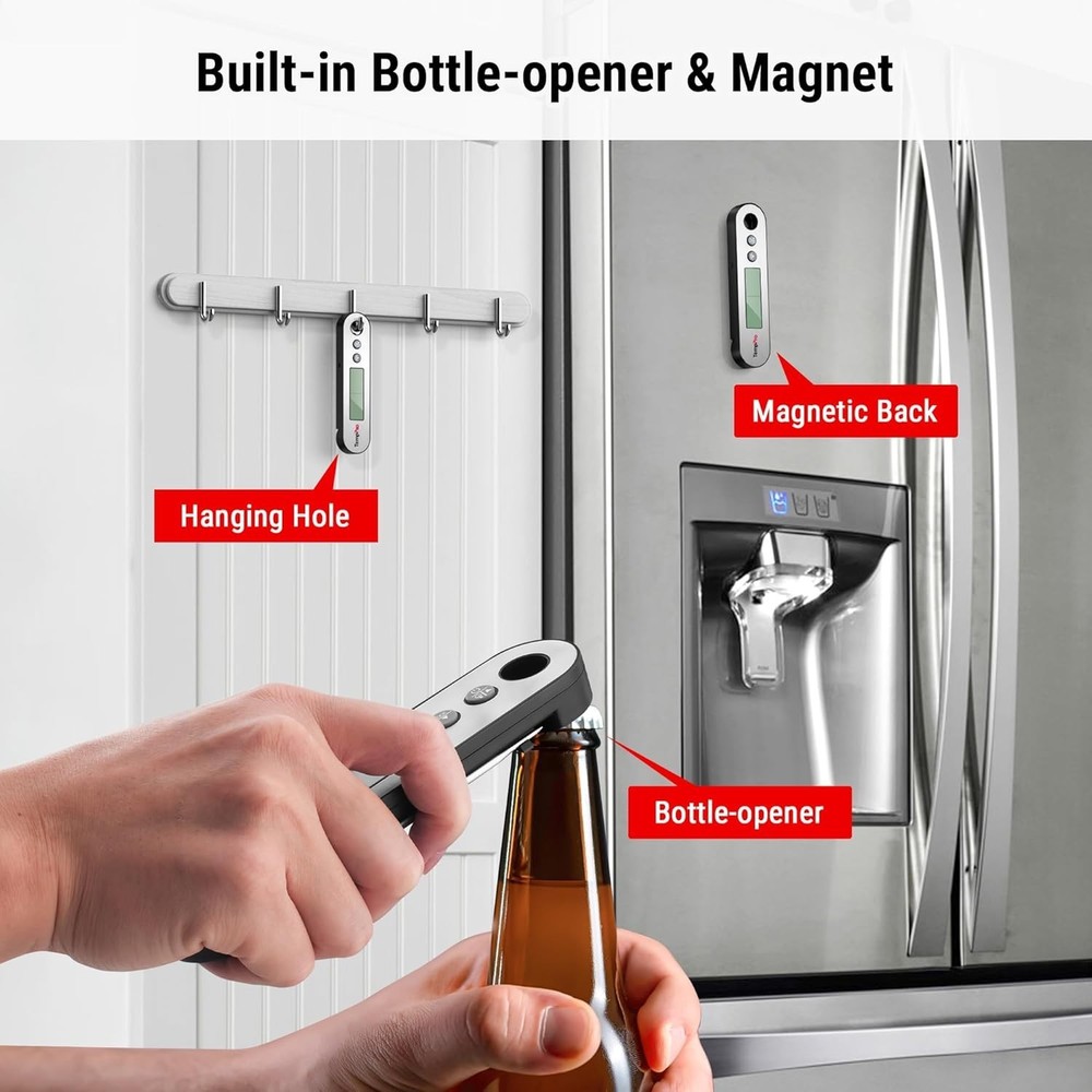 Fast Reading Waterproof Cooking Thermometer with Magnet & Bottle Opener