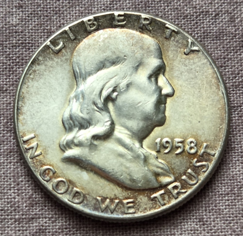 1958 P FRANKLIN SILVER HALF DOLLAR AU