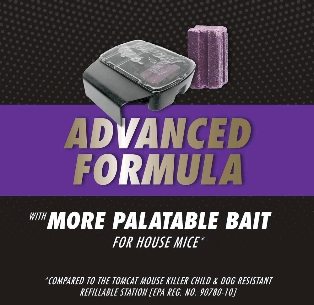 Tomcat Advanced Formula Mouse Killer with Refillable Bait Station + 12 Refills