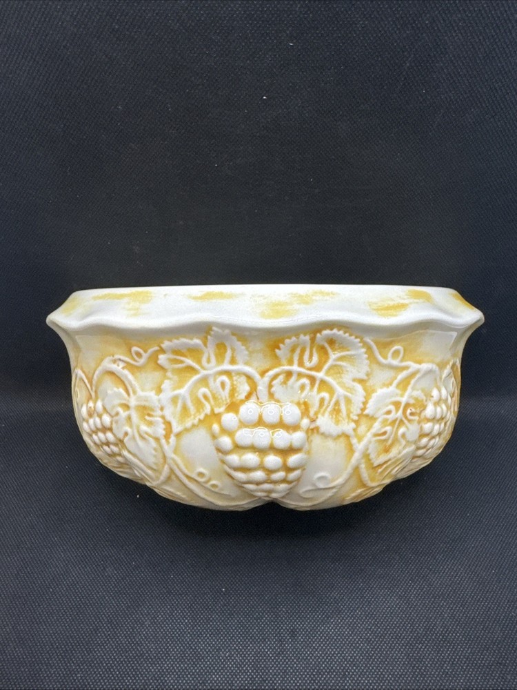 Ceramic Basin Wall Decor Mid Century 1950s Grapevine Pattern