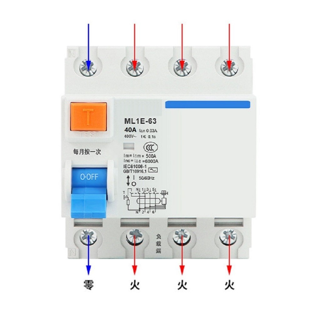 3P+N ML1E63 Leakage Protector With Screw Fixed Installation For Stability