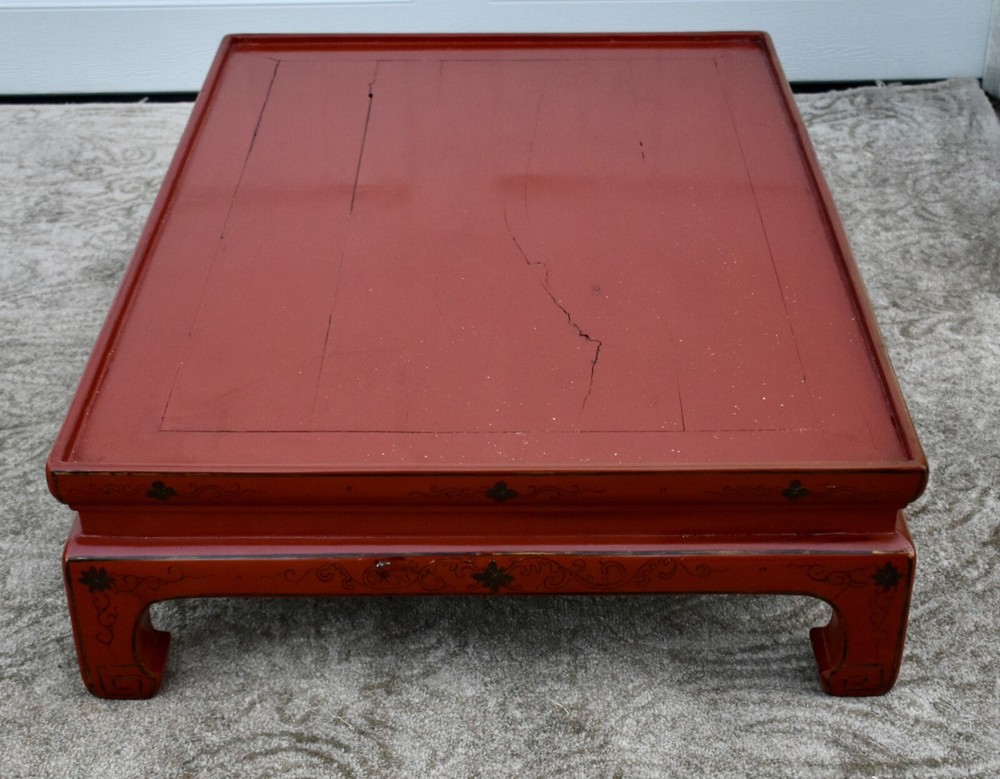 Antique Painted Asian Trunk on Stand