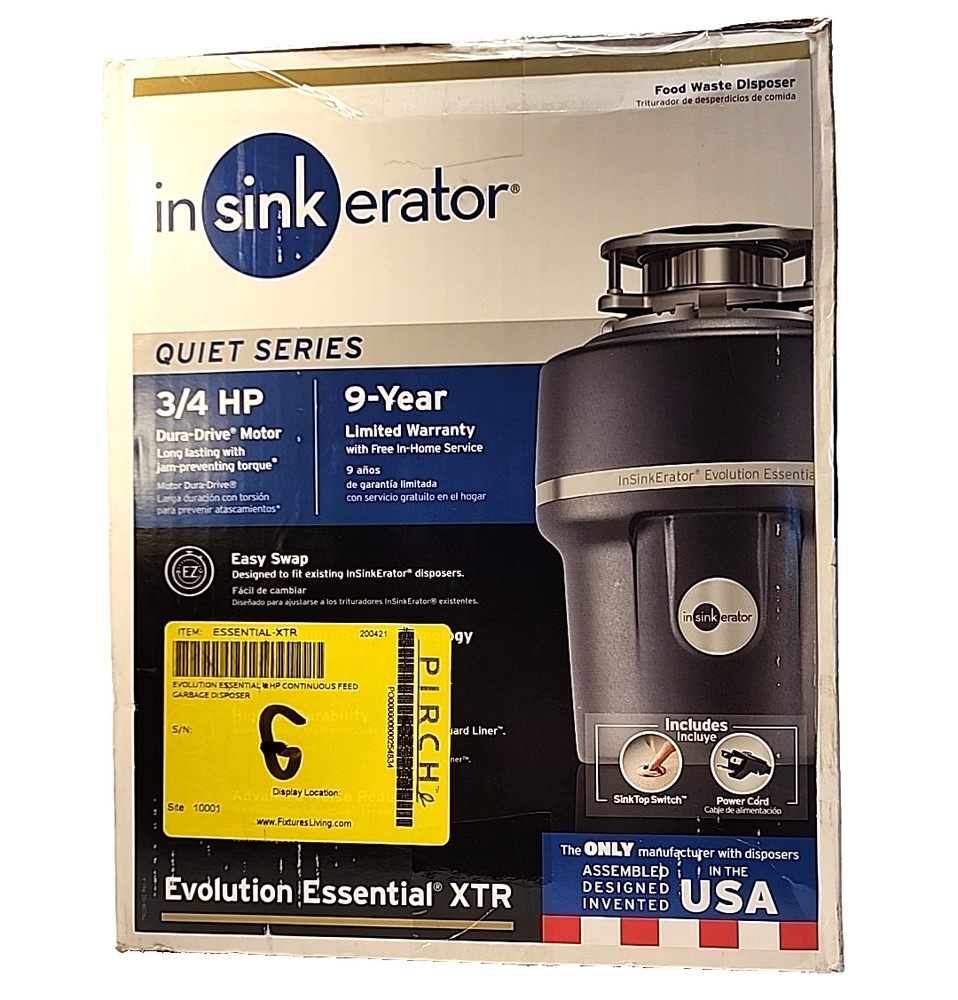 InSinkErator Essential XTR Garbage Disposal Evolution 3/4 HP Continuous Feed NEW