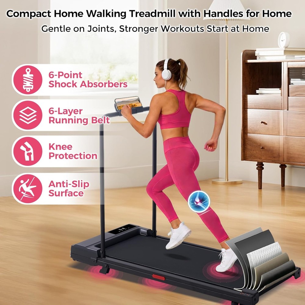 Walking Pad with Handle Bar, 2026 Upgrade Small Walking Pad Treadmill