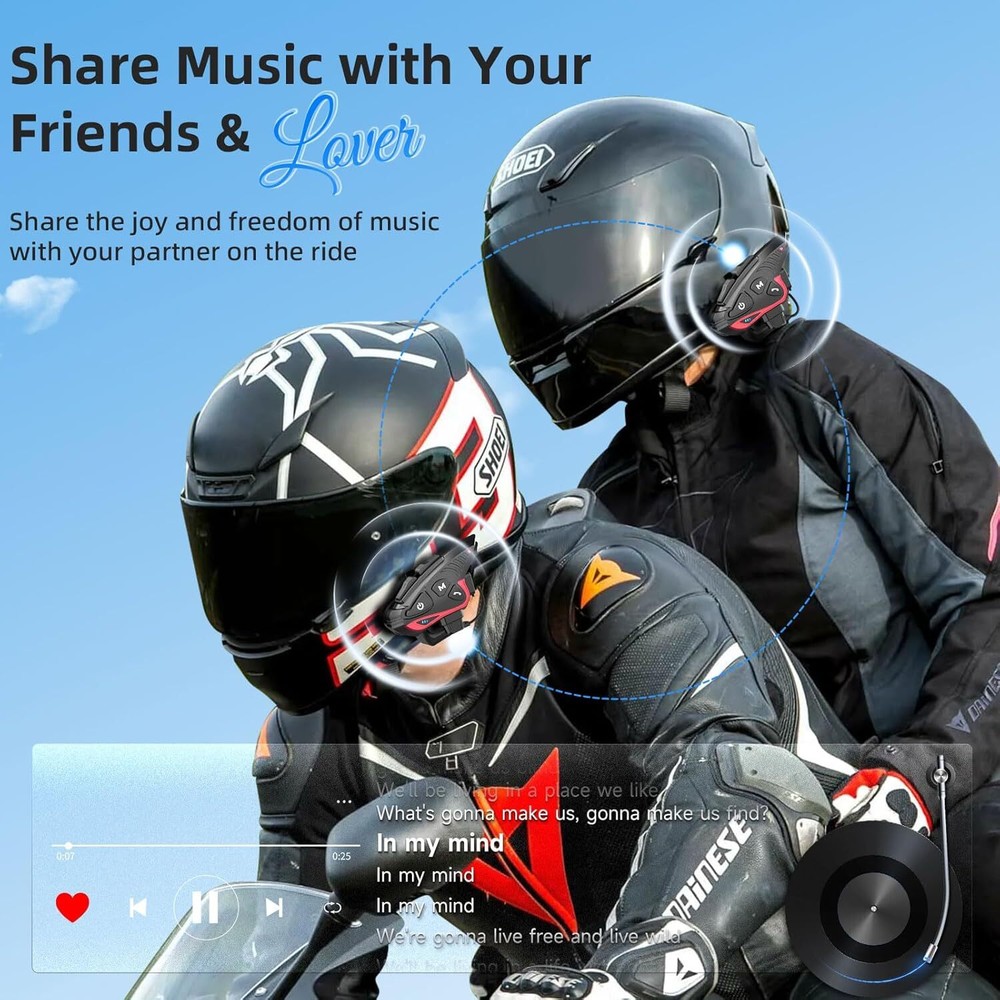 Moman CP-S Motorcycle Intercom Headset Up to 8 Riders 2000M Group Communication