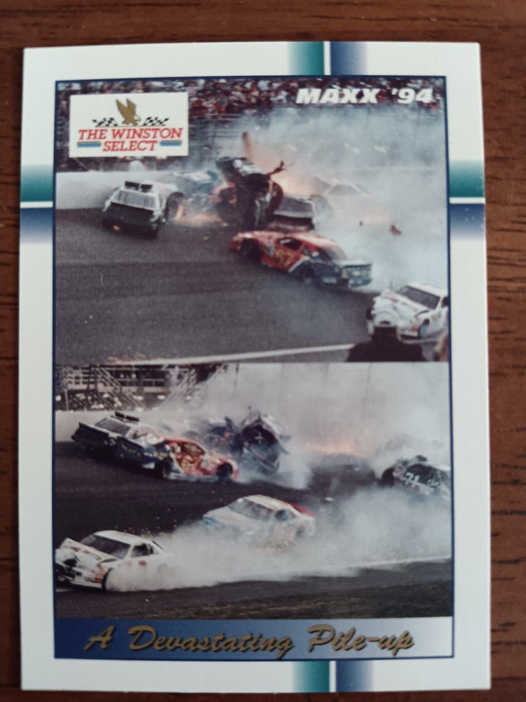 "A DEVASTATING PILE-UP" NASCAR CUP SERIES 1994 MAXX CARD #325