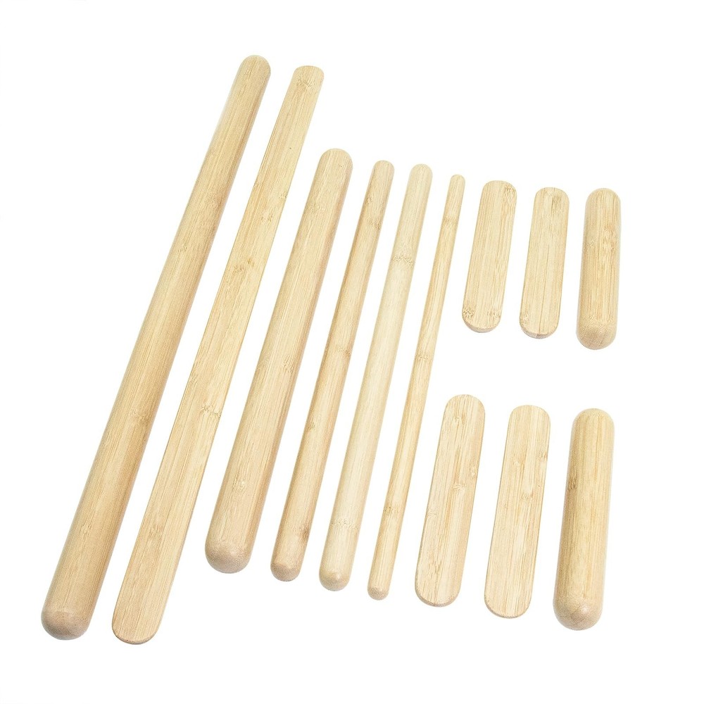 12 PCS Solid Bamboo Massage Stick Sets Warm Bamboo Therapy Massage Tools Guas...