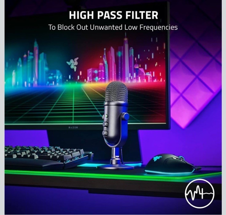 onn USB Dual-Pattern Podcasting Microphone, Mute Button, Adjustable Stand, Black