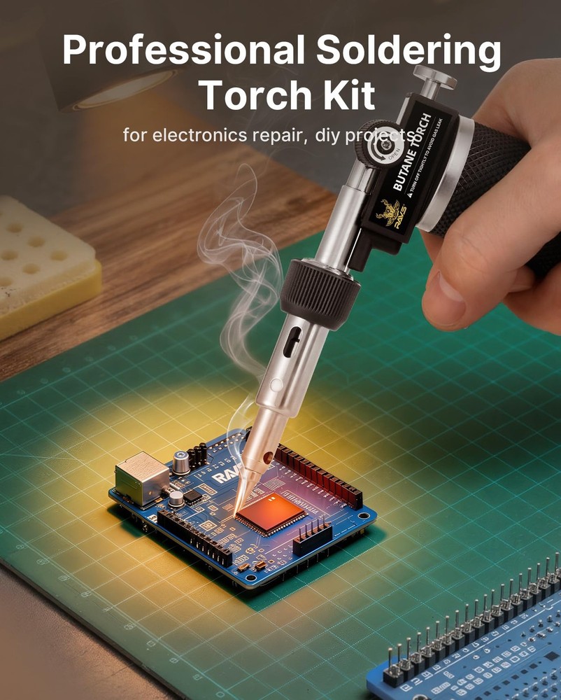 RAVS Butane Soldering Iron Kit Cordless, 14-Piece Multi-Function Black