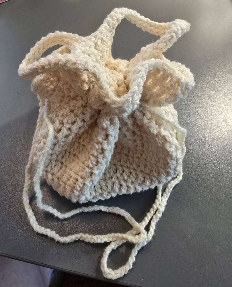 Handmade Crochet Drawstring Bag