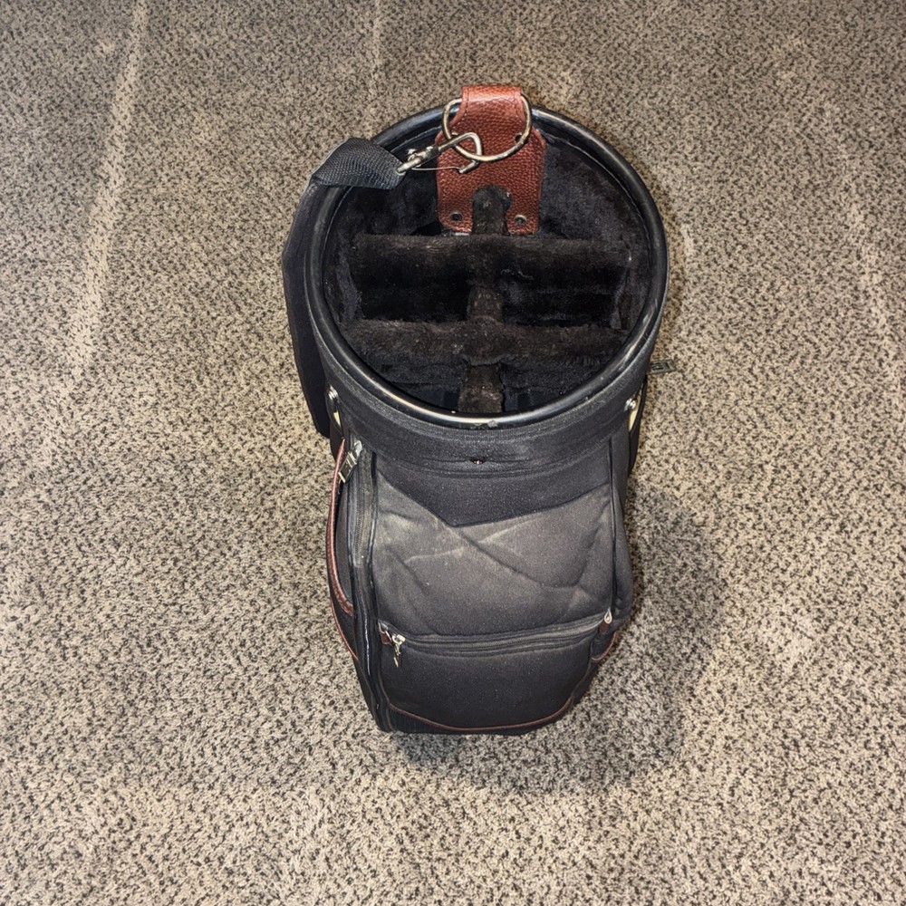 Pro Select Golf Bag 6 Way 5 Zip Pockets Carry Strap Brown Black