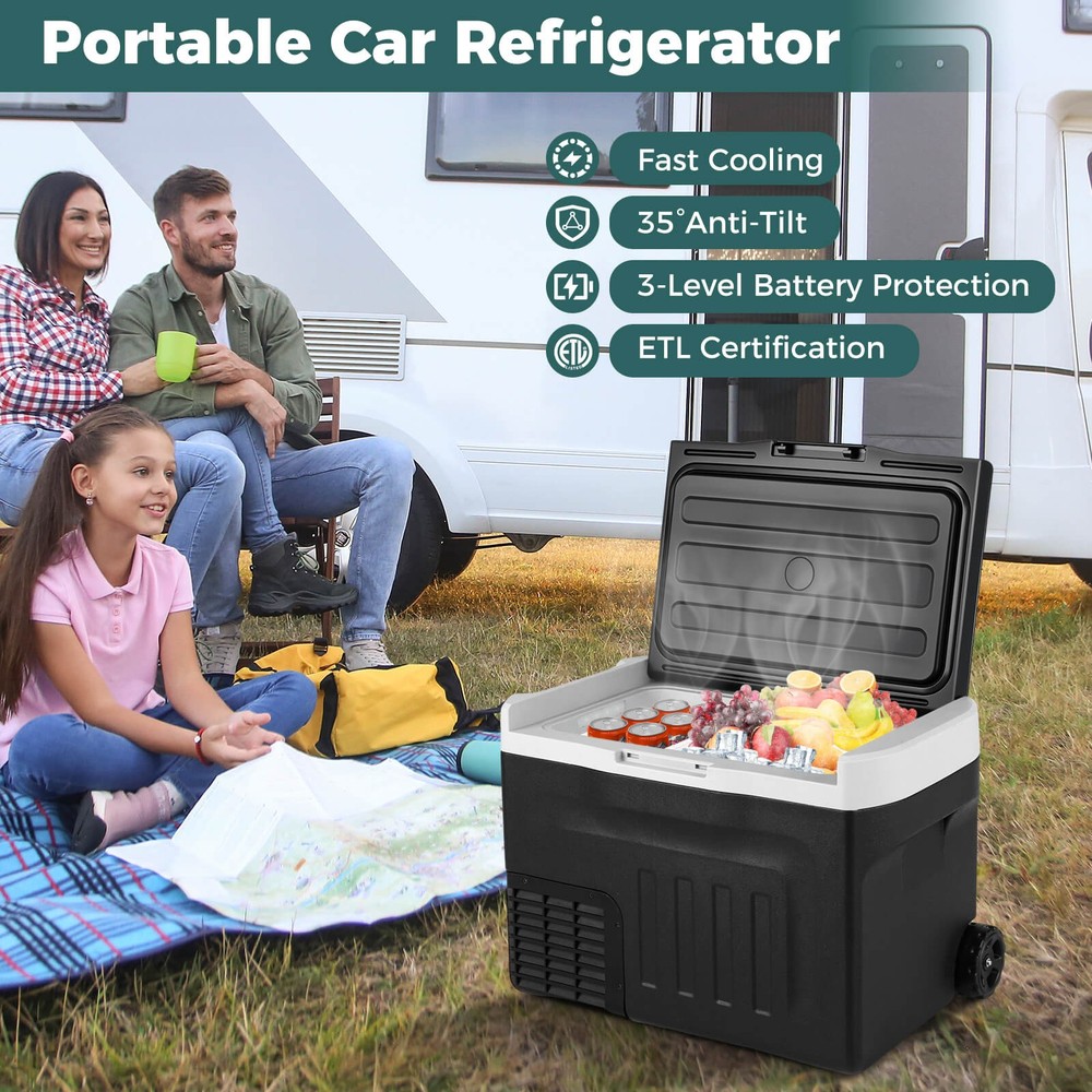 12 Volt Car Refrigerator w/ -4℉~68℉ Adjustable Range Divider for Camping