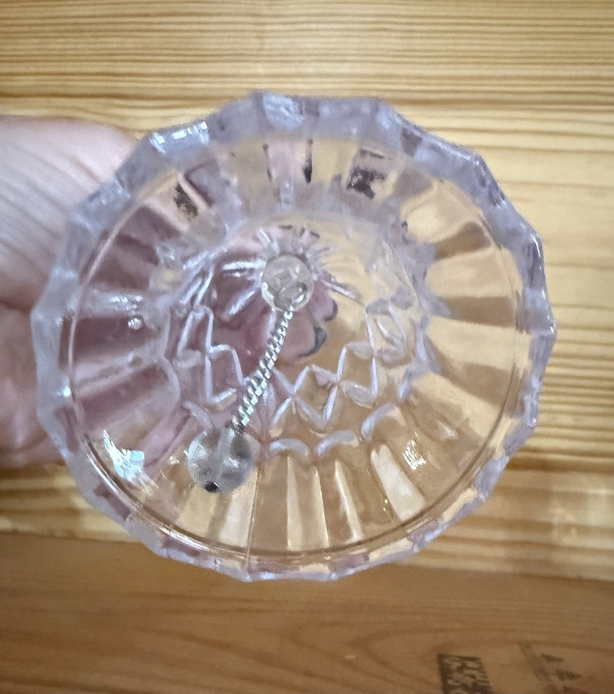 Vintage Crystal Diamond Cut Dinner Bell. 5” Tall