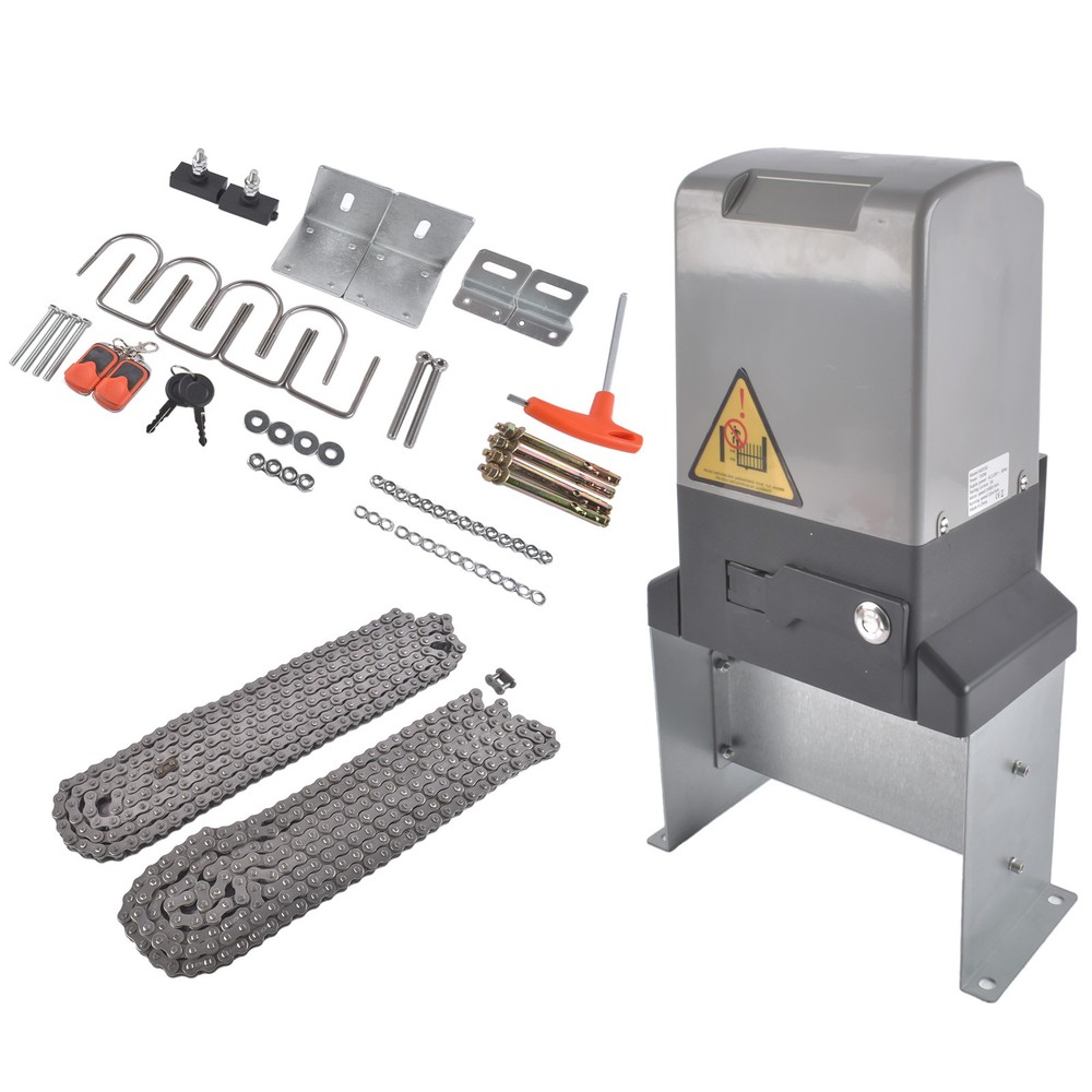 Single-Button Automatic Sliding Gate Opener Operator Kit 1800lbs W/o Infrared