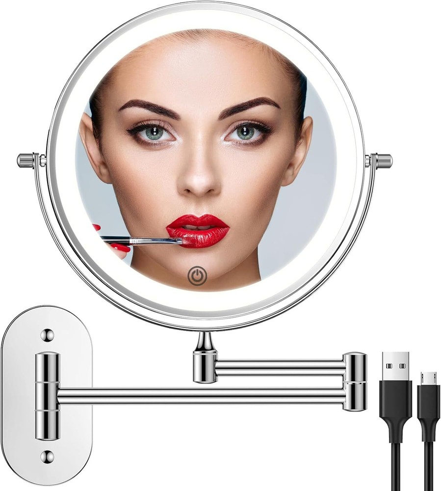 Rechargeable Wall Mounted Lighted Makeup Vanity Mirror Shaving Lighted Mirror