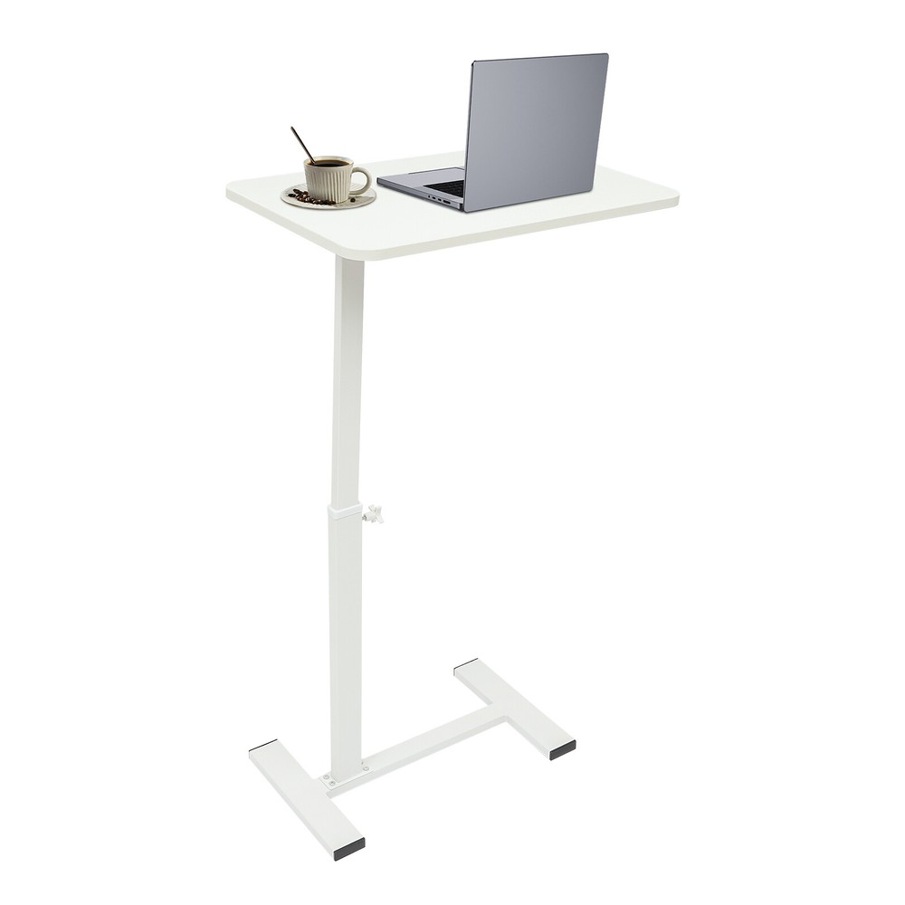 Mobile Rolling Laptop Table Home & Office Table Bedside Desk Adjustable White