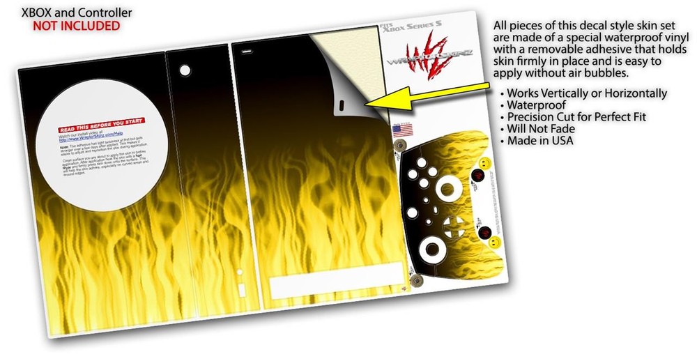 Skin Wrap for XBOX Series S Console Controller Fire Yellow