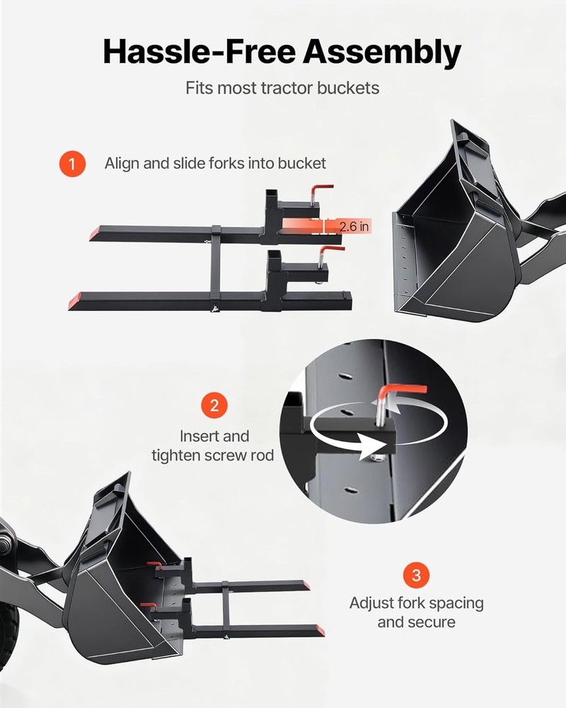 Efficient 43-Inch Pallet Forks with Strong Locking System for Material Handling