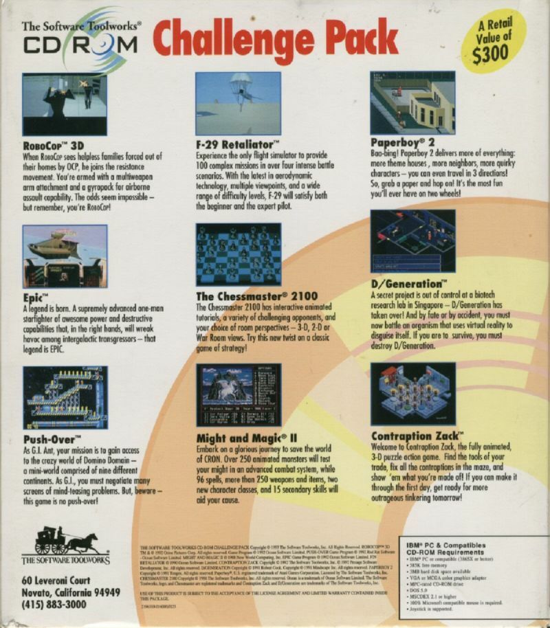 VINTAGE CLASSIC 9 DOS GAME CD: THE SOFTWARE TOOLWORKS CD CHALLENGE PACK DELUXE