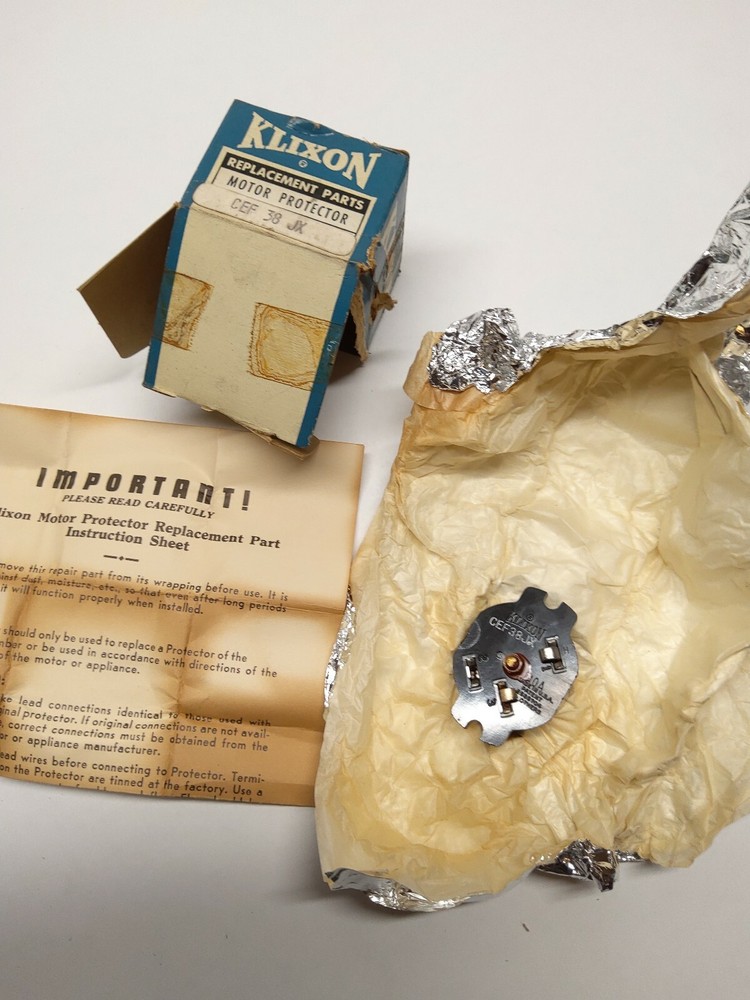 KLIXON MOTOR PROTECTOR CEF38JX (NIB)