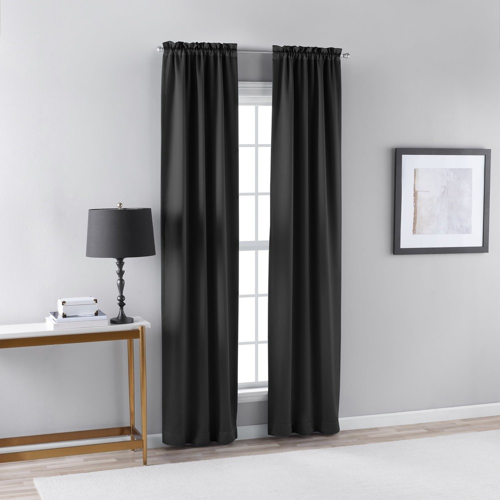 Solid Blackout Curtain Panel Pair Set of 2 Blue Quartz 30”W x 63”L