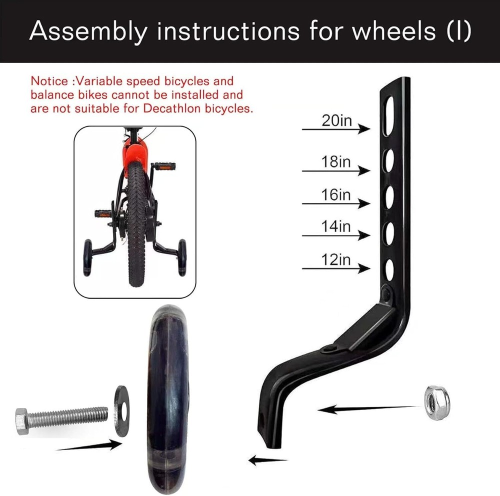 Stylish and Sturdy Training Wheels for Children - Includes Decorative Elements