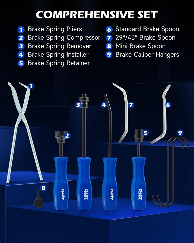 Orion Motor Tech Brake Caliper Compression Tools, 2-in-1 32pc Disc & Drum Red