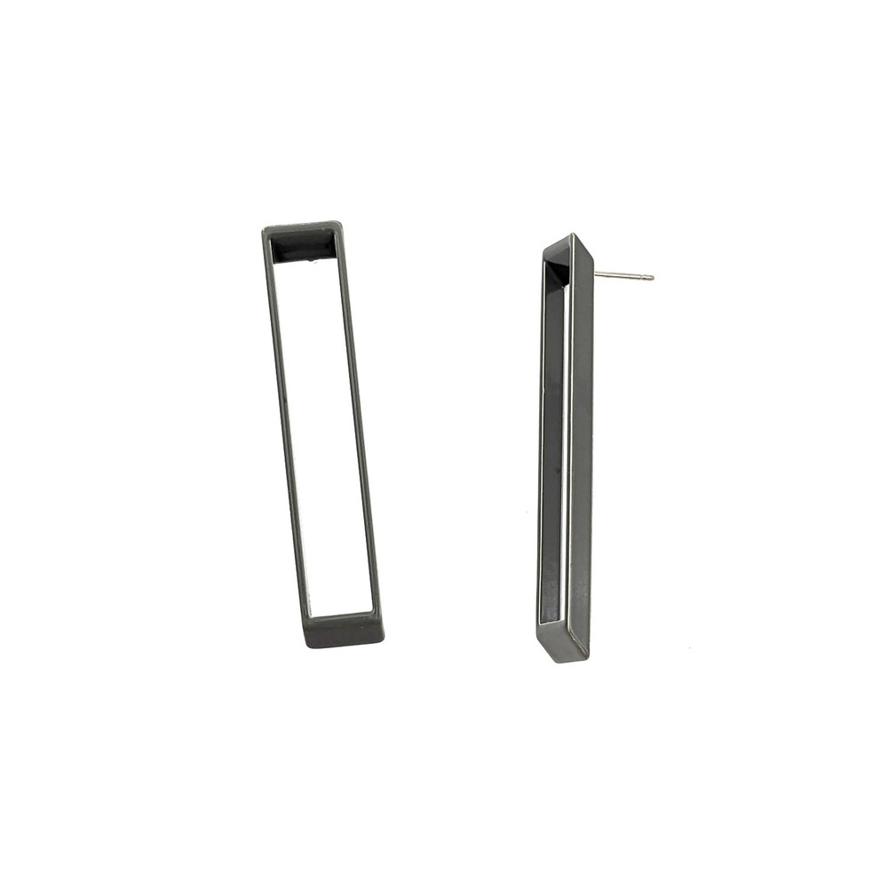Vintage Rectangular Stud Earrings Gray | Long Geometric Modern Earrings Edgy