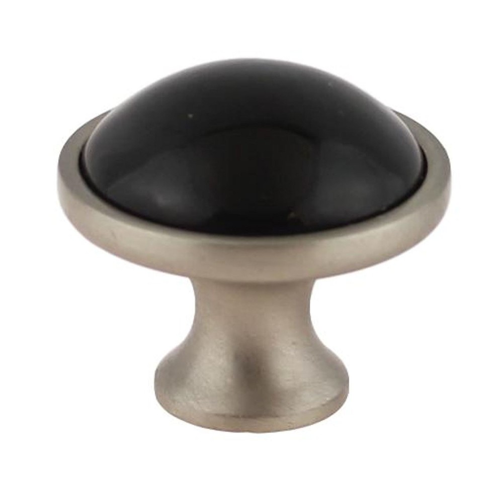 1-3/8" Black Ceramic Insert Knob Brushed Pewter